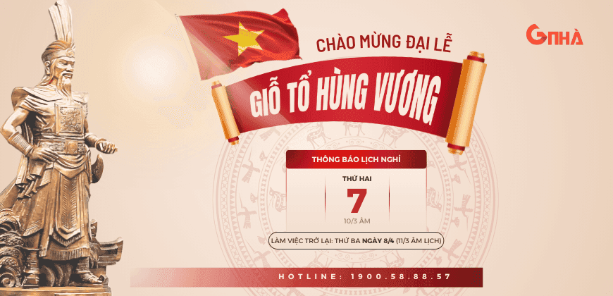 Bài đăng Facebook Chúc mừng Thông báo Lịch nghỉ Giỗ tổ Hùng vương Cổ điển Đỏ be (870 x 420 px).png